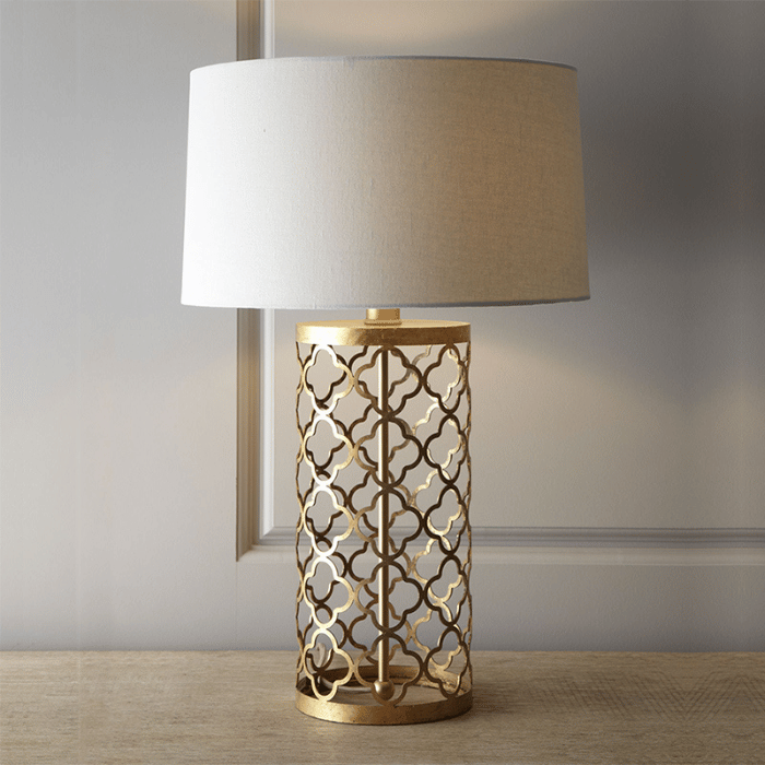 lampe de chevet en métal doré