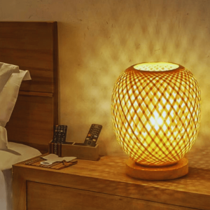 lampe de chevet en bambou bohème