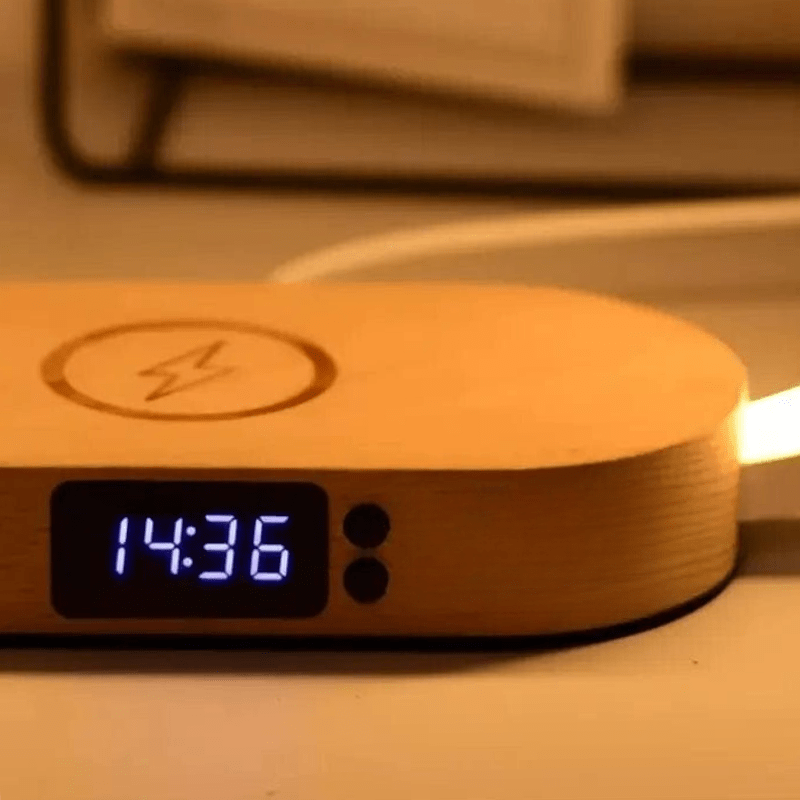 lampe chargeur blanc et bois