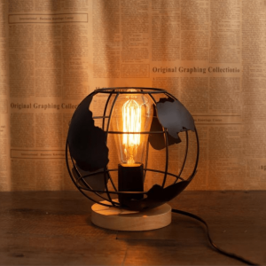 lampe de chevet noir et bois