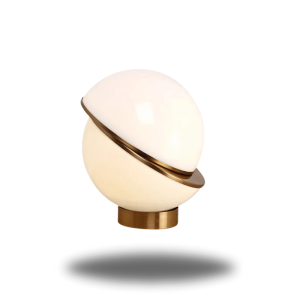 Lampe ronde design blanche et dorée